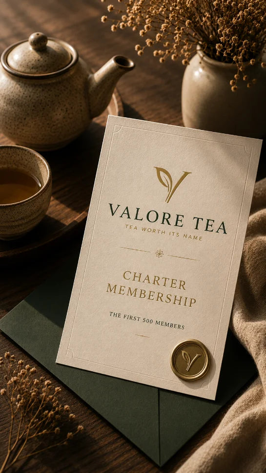 Charter membership card on a tea table
